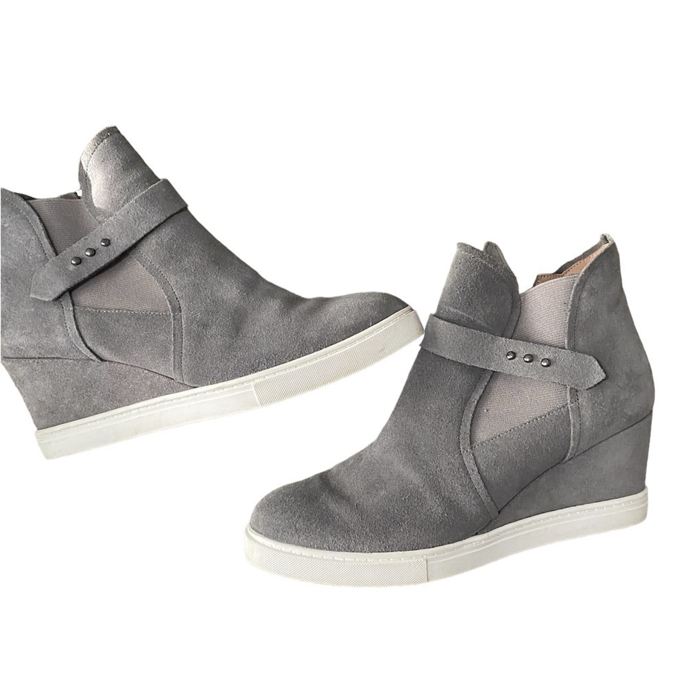L. Paolo Gray Suede Platform Sneakers Size 8M Linea Shoe